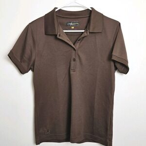 Loudmouth‎ Golf Polo Shirt Womens Size M Polyester Knit Solid Brown Logo